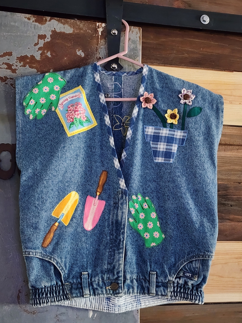 Vintage Lee Embroidered Denim Vest Upcycled From Lee Vtg Jeans With Appliqués